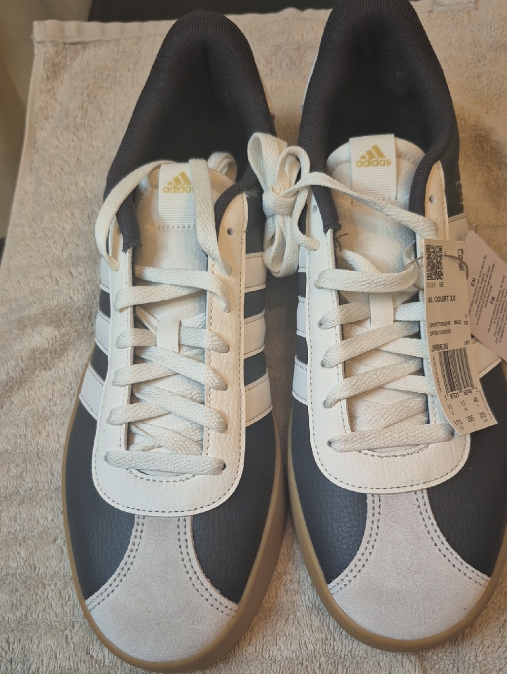 adidas Navy, White & Gum Court-Style Sneakers